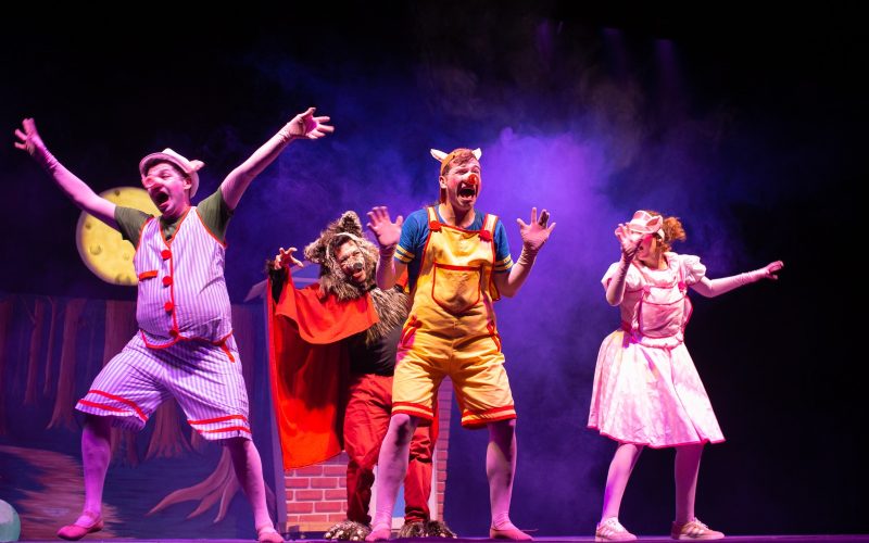No dia 27 de maio, “Os Três Porquinhos e o Lobo” ganha nova versão em Rio Preto no palco do Teatro Paulo Moura.